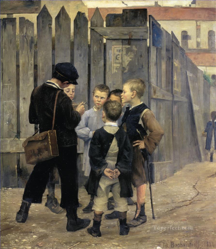 marie bashkirtseff the meeting 1884 kid child Oil Paintings